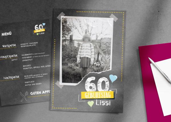 Menükarte für einen 60. Geburtstag